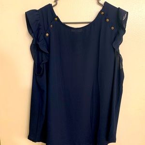 Navy blue Loft shirt with gold buttons